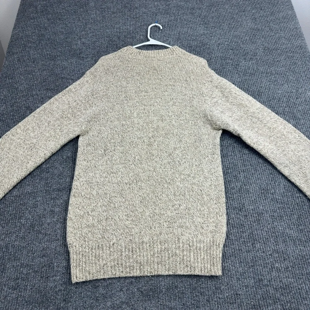 Vintage LL Bean Freeport Maine Sweater Men Tan Wool Crewneck Heavyweight Outdoor